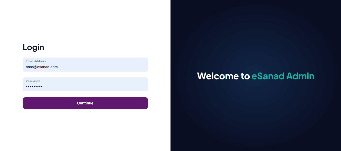 eSanad Admin Panel